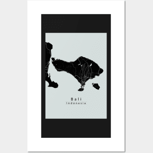 Bali Indonesia Island Map dark Posters and Art